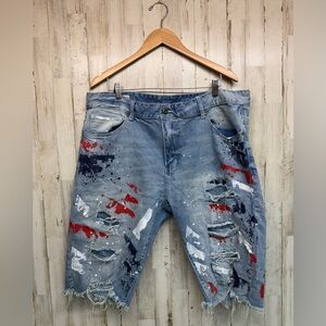 Smoke Rise Men’s Destroyed Spatter Paint Shorts Size 40